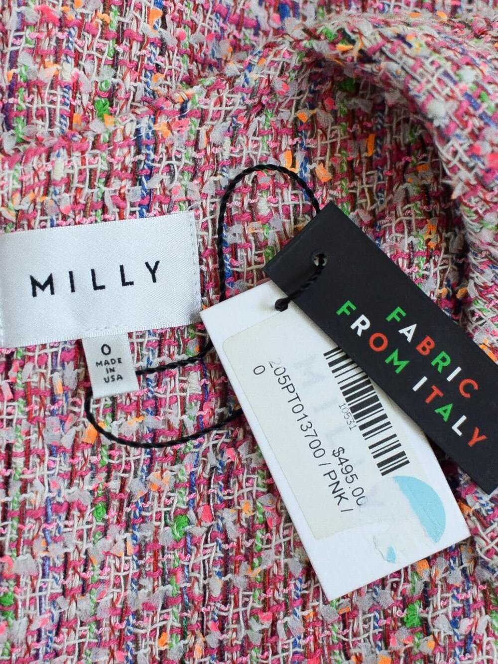 NWT Milly Gabby Fringe Tweed Dress Pink Size 0 Sheath Knee Length Preppy Retro - Picture 9 of 10